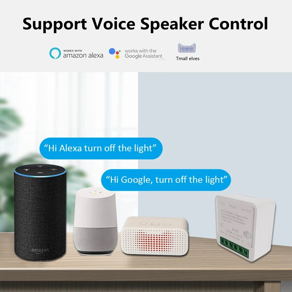 Mini Wifi Smart Switch 2 Way Control Tuya 16A DIY Light Switches Alexa Yandex Alice Smart Google Home APP Voice Control