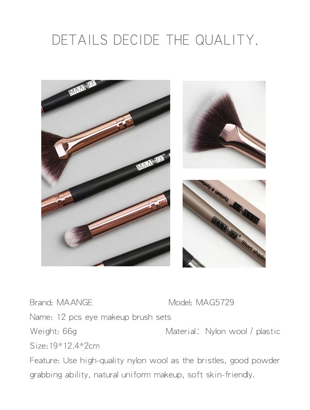 Maange 12pcs Eye Makeup Brush Sets Makeup Tools Eye Shadow Brush Concealer Brush Blending Brush Lip Brush For Makeup Beginner
