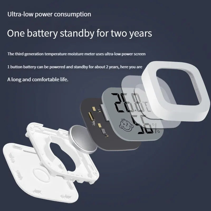 Humidity sensor, indoor thermometer, hygrometer, temperature and humidity monitor, with LCD display screen, displaying Celsius t
