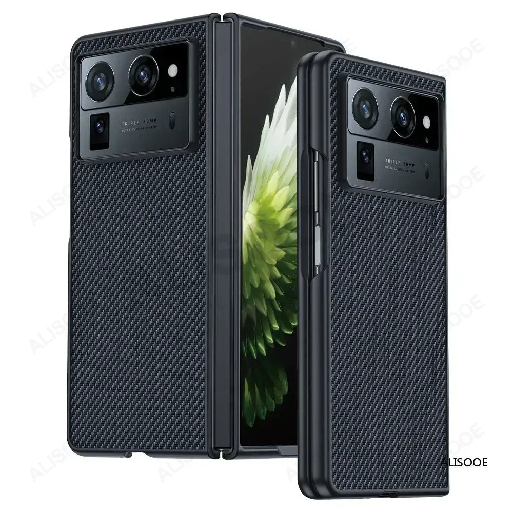 Shockproof Funda For Tecno Phantom V Fold 2 Case Carbon Fiber Texture PU-Leather Phone Cover for Phantom V Fold2 5G Capa