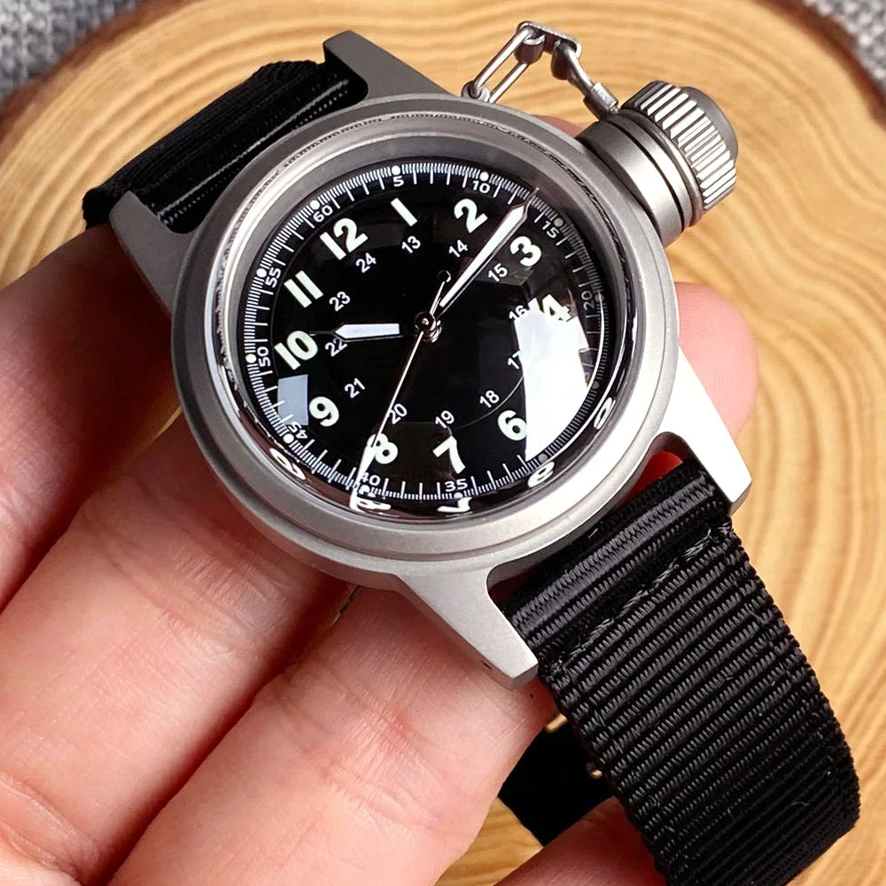 Tandorio NH35A 36mm Automatic Men Watch Diver Movement 20Bar Waterproof Wristwatch Big Crown Domed Sapphire Glass Nylon Band