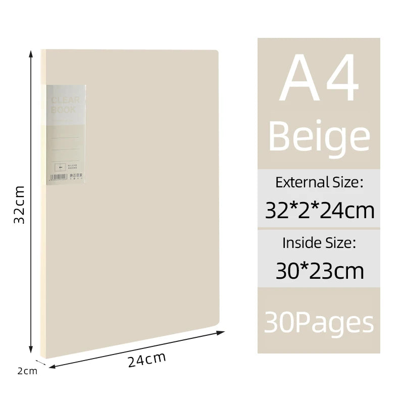 KOBEST 20/30/40/60 Pages A4 Side Transparent Thickening Folder High Quality Multi-layer File Cover Office School Supplies