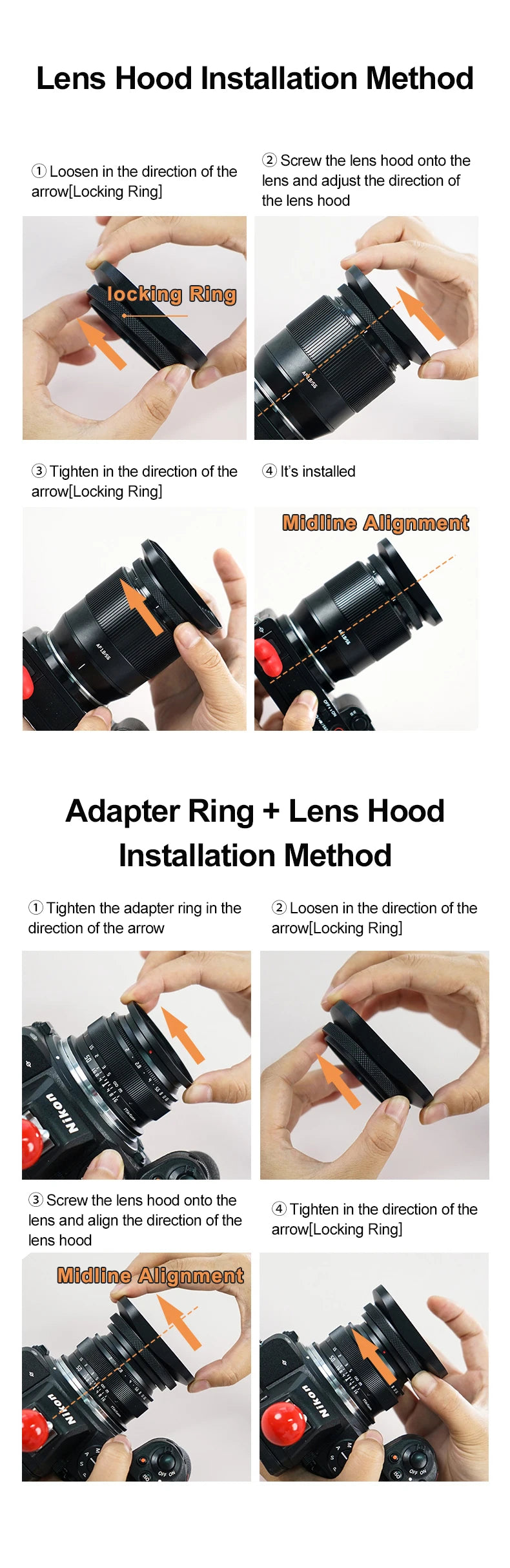 Metal Camera Square Lens Hood Universal Retro Reduce Light for Fuji Fujifim 39mm 43mm 46mm 49mm 52mm Filter Adapter Ring Metal