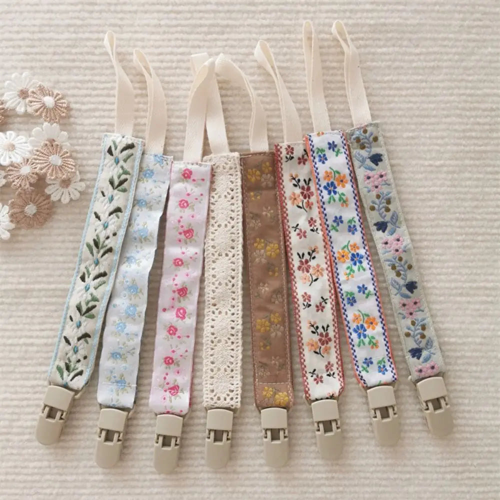 Ethnic Style Baby Cloth Pacifier Chain Floral Teether Toys Straps Nipple Holder DIY Clips Adjustable Dummy Clips Soother Holder