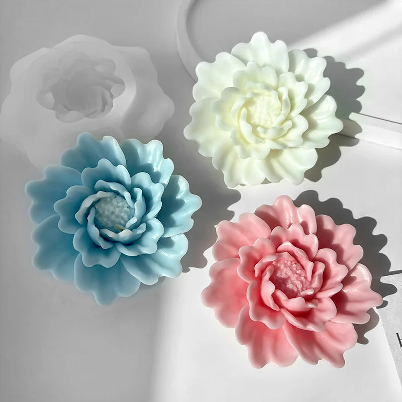 Silicone 3D Candle Molds DIY Handmade Peony Lotus Lotus Hibiscus Rose Flower  Soap Making Tools Para Velas форма для свечей