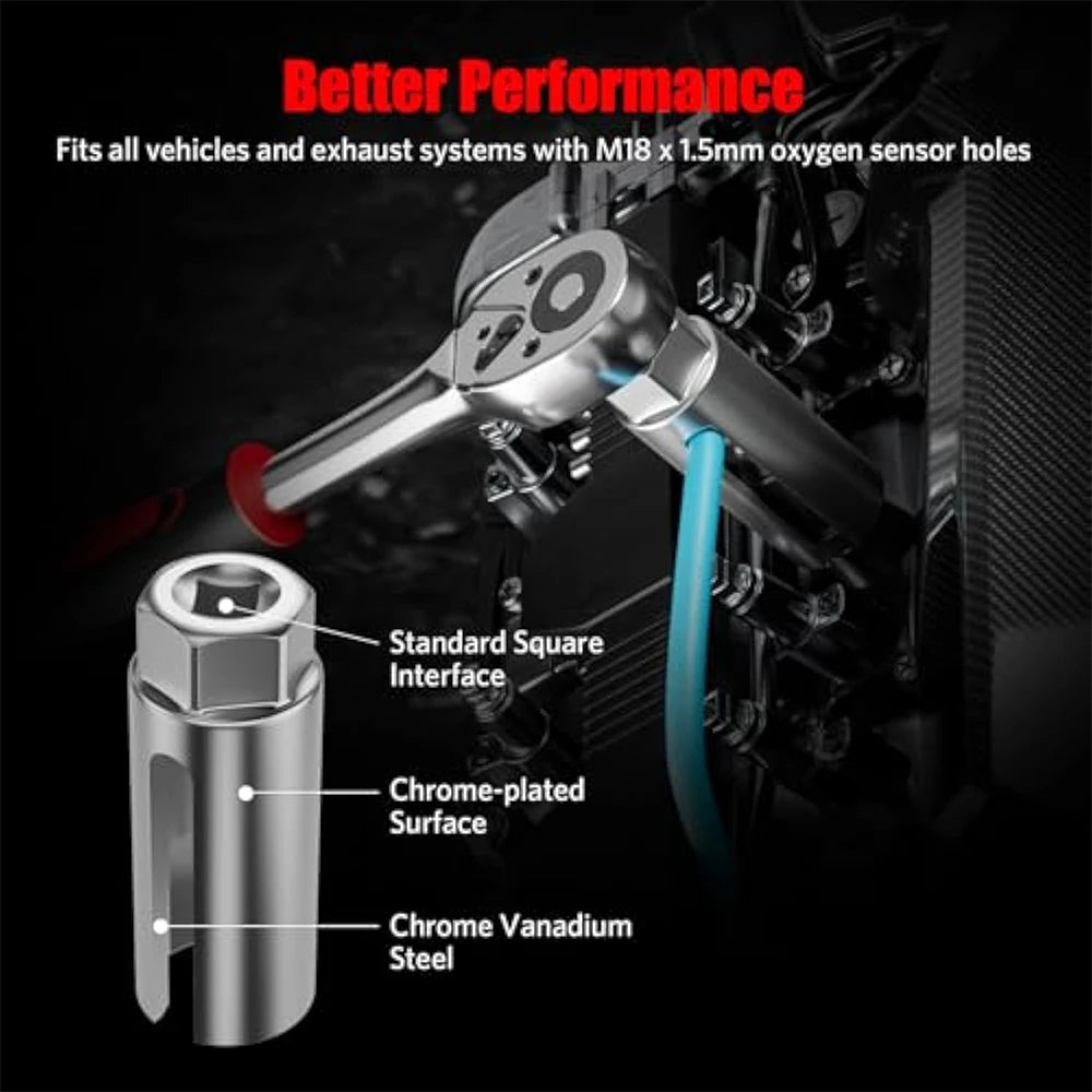 5pcs Oxygen Sensor Wrench Kit for Automotive O2 Socket Removal Install Offset Vacuum Sensor Socket Thread Chaser Tool