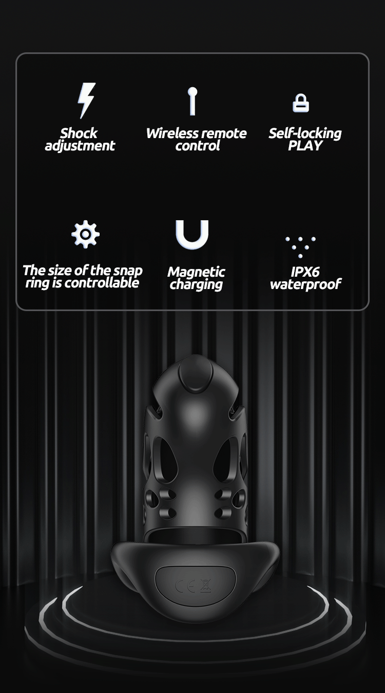 Male electric chastity cage sex toy USB magnetic charging chastity chicken cage penis ring Male 3 size 9 frequency chastity cage