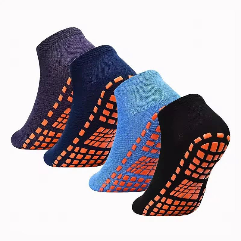 4 Pairs of Pure Cotton Yoga Socks Fitness Pilates Women's Socks Silicone Anti Slip and Wear-Resistant Foot Massage Ankle Socks