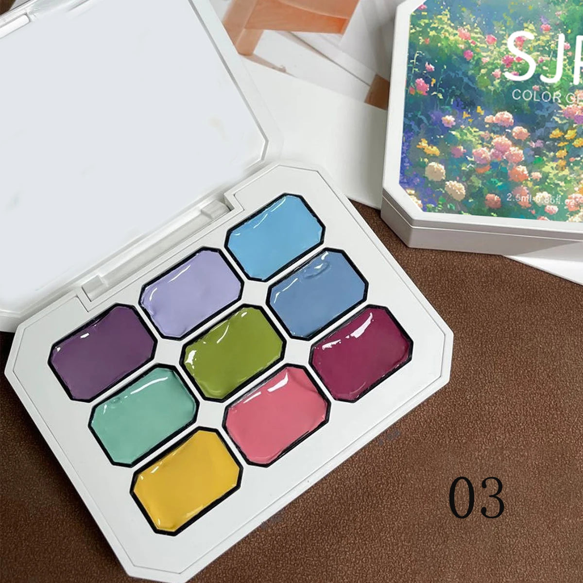 1pc solid color nail polish glue 9-grid color painting glue high saturation thick gradient patting glue nail art creation