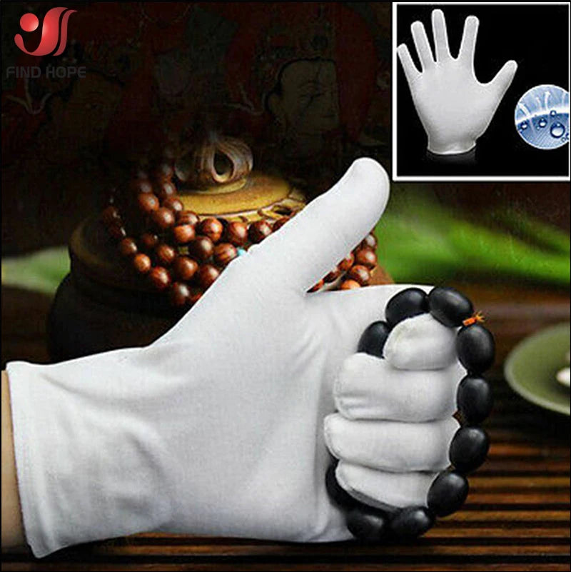 6 Pairs New Full Finger Men Women Etiquette Disposable White Cotton Gloves Waiters/Drivers/Jewelry/Workers Mittens Sweat Glove