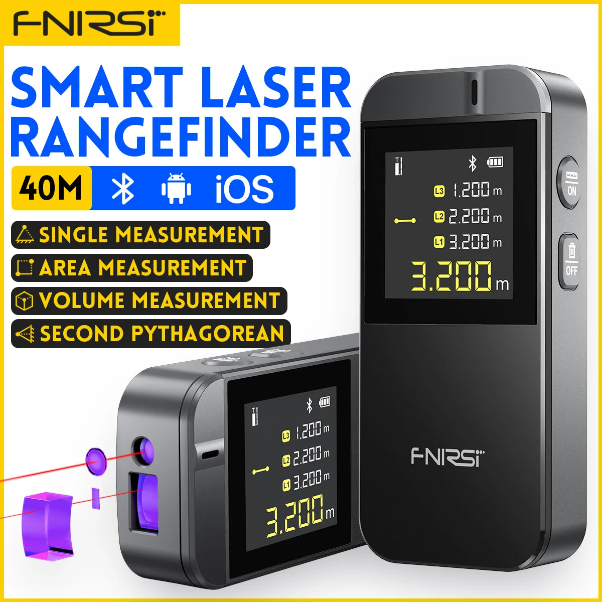 FNIRSI IR40 Laser Rangefinder 40M Laser Tape Measure Accurate Distance Meter Construction Roulette Connect To APP To Draw