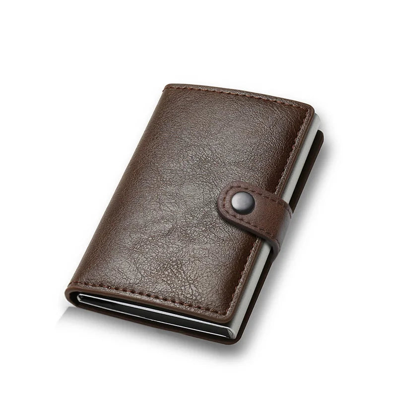 Carbon Fiber Credit Card Holder Wallet Men Rfid Smart Metal Thin Slim Pop Up Minimalist Wallet Small Black Purse Metal Vallet