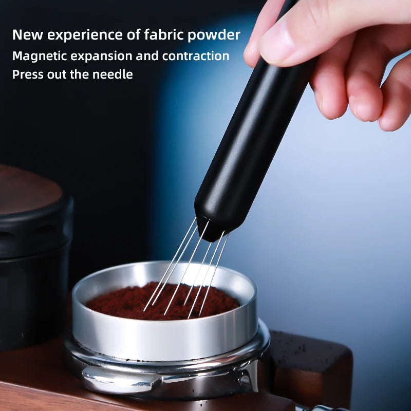Shrinkable Portable Coffee Powder Stirring Needle 304 Stainless Steel Stainless Steel Espresso Needle Distributor With Base