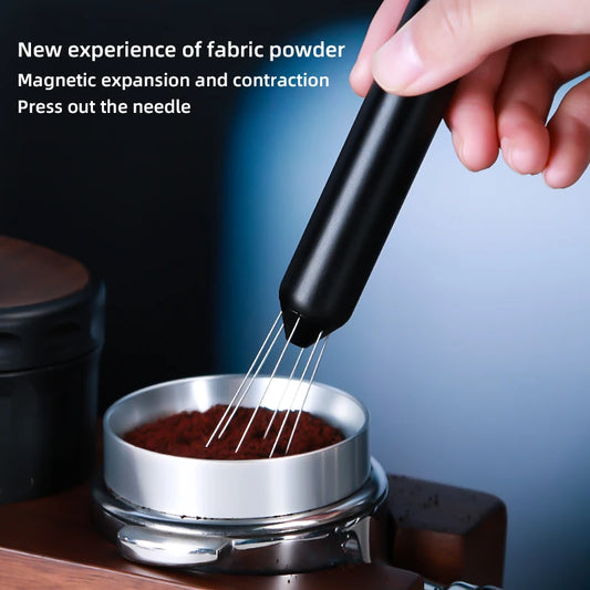 Shrinkable Portable Coffee Powder Stirring Needle 304 Stainless Steel Stainless Steel Espresso Needle Distributor With Base
