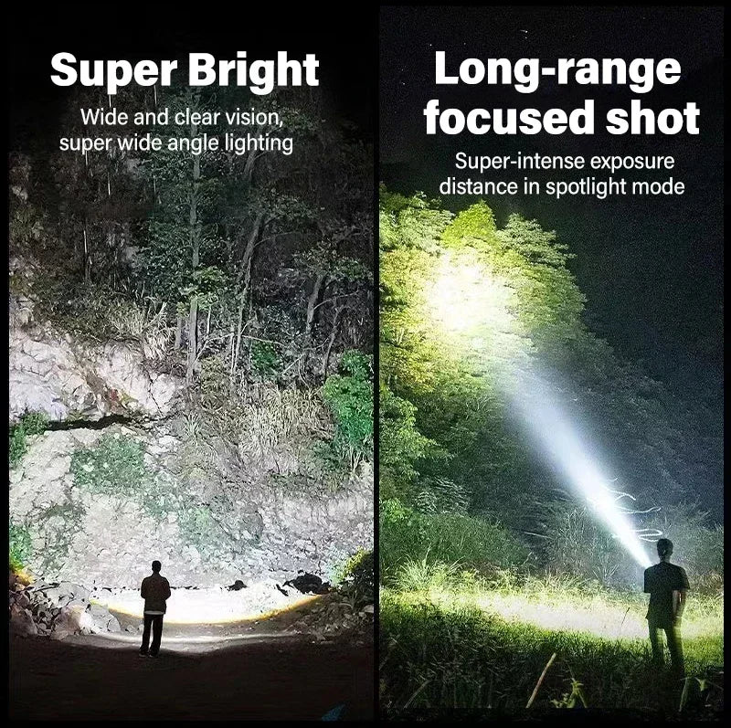 High Power Self Defense LED Flashlights USB Rechargeable Strong Hand Light Multifunctional Torch Lamp For Emergency Camping