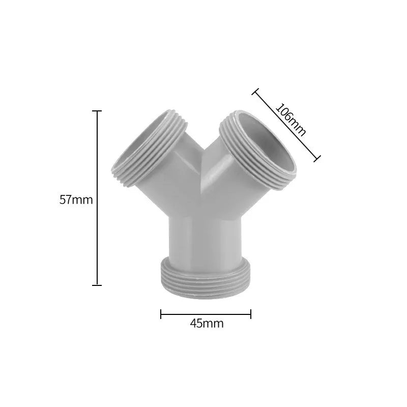 Sink Drain Pipe Adapter Y Shaped Basin Sewer Branch Connector Overflow Tube Thread Hose Joint for Kitchen Bathroom Accessories