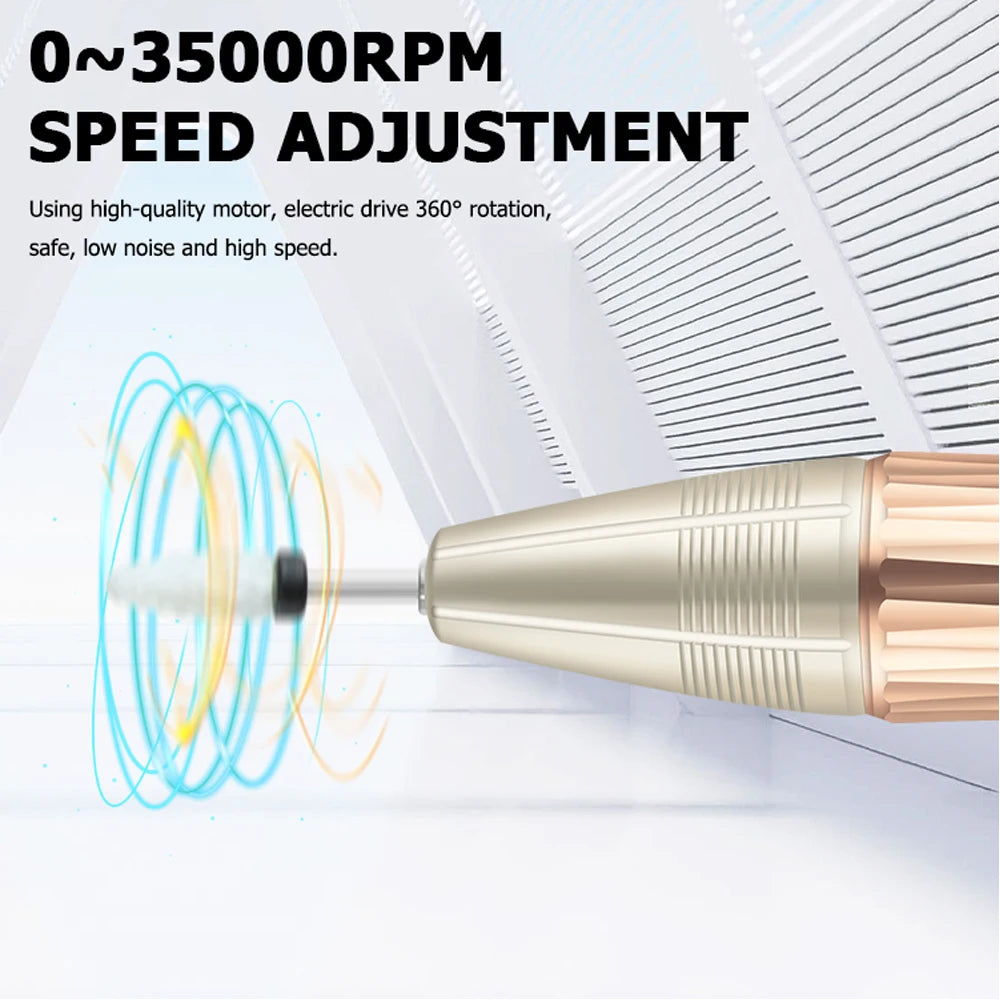 Elegant Nail Drill 35000 RPM Remember Speed Electric File High Powerful Manicure Machine for Nail Art Salon Professional Drill