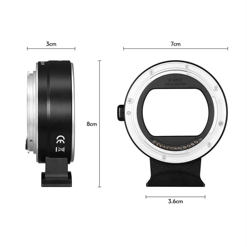 EF-EOS R Lens Adapter Electronic Auto-Focus EF to R Mount Adapter for Canon EF/EF-S Lens to EOS R Series Mirrorless Cameras