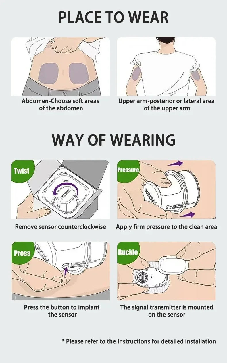 Aidex Dynamic Blood Glucose Monitoring CGMS 24h Realtime Monitor Scan Free Multilingual System Remote Monitoring Freestyle Libre