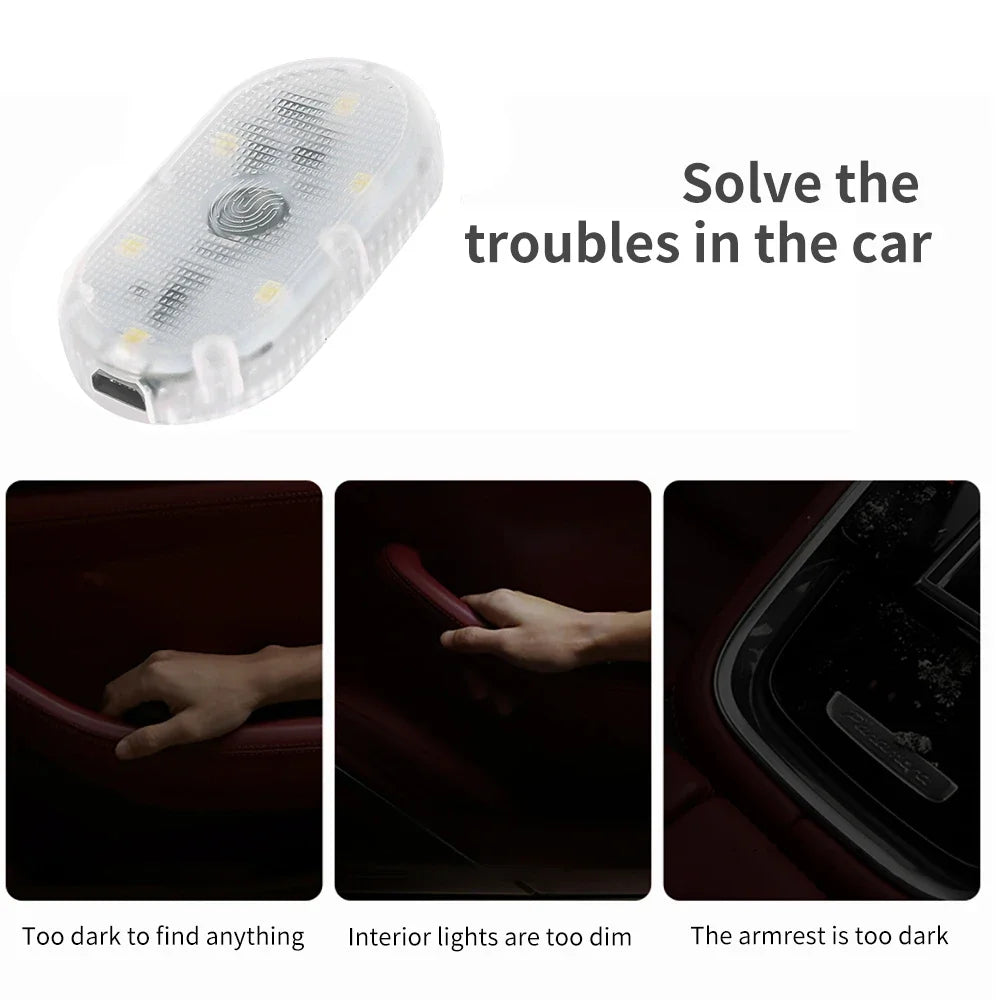 Car Interior LED Night Lighting Under Cabinet Light Touch Sensor Reading Lamp LED Book Lights USB Rechargeable Car Door Light