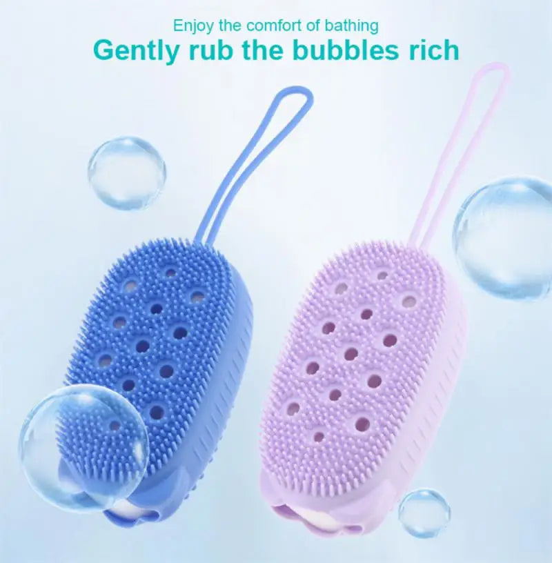 Silicone Body Scrubber Shower Exfoliating Scrub Sponge Bubble Bath Brush Massager Skin Cleaner Cleaning Pad Bathroom Accessories