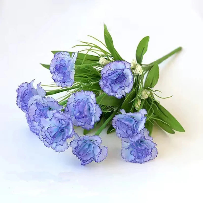 1 Bouquet Carnation Silk Artificial Flowers Fake Plants Party Garden  Wedding Decor Mother's Day Gift Home Room Decoration