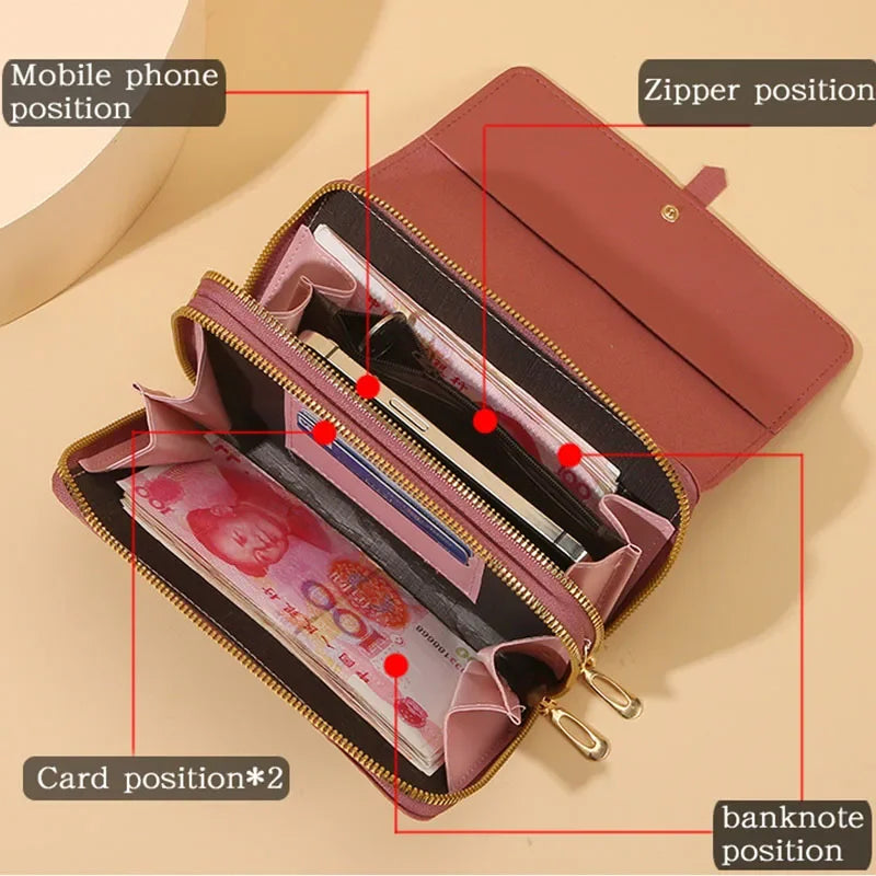 PU Material Women's Mobile Phone Bag Fashionable and Multifunctional Women's Small Square Bag Trendy and Retro Shoulder Bag