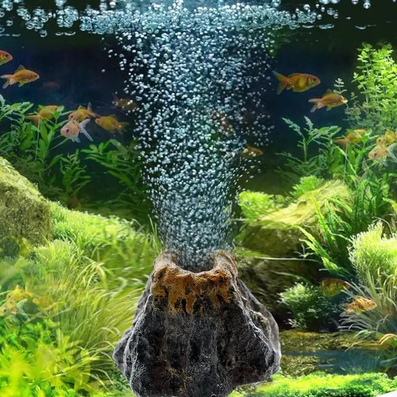 1PC Aquarium Fish Tank Decor Volcano Shape Air Bubble Stone Oxygen Pump Decoration Hiding Fish Cave Resin Ornaments