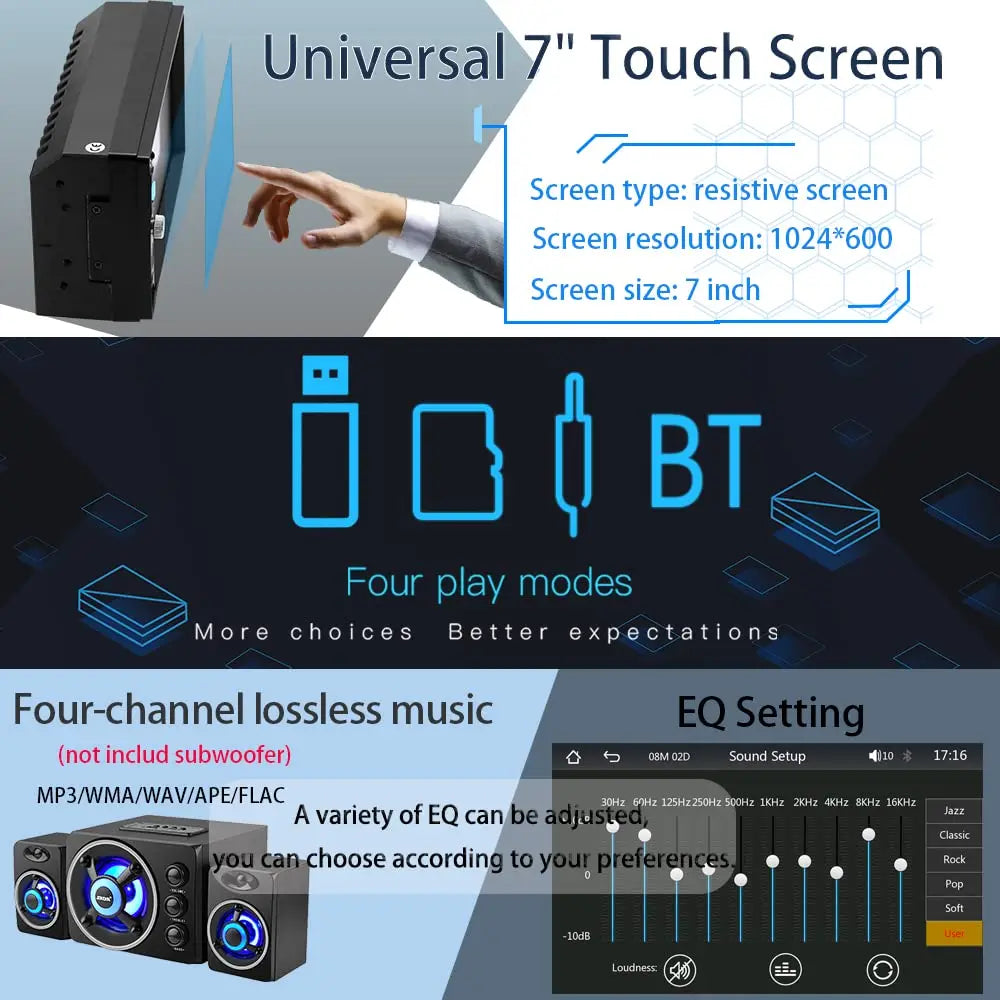 7 Inch HD Touch Screen Car Radio 2 Din High Quality Car Video Player Wireless CarPlay Android Auto with Bluetooth Rear Camera