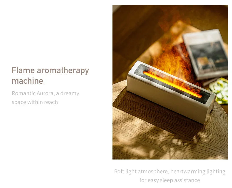 Essential Oil Aroma Diffuser Flame Air Humidifier Ultrasonic Cool Mist Difusor with RGB Realistic Fire Night Light