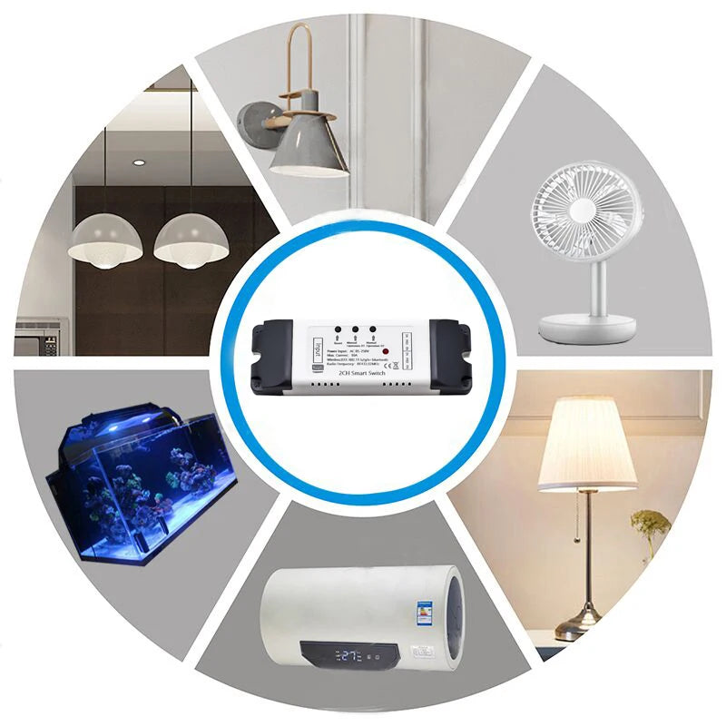Tuya Smart 4 Channel WiFi RF Momentary Inching Relay Self-Lock Switch Module,DIY WiFi Garage Door Controller, Alexa Google Home