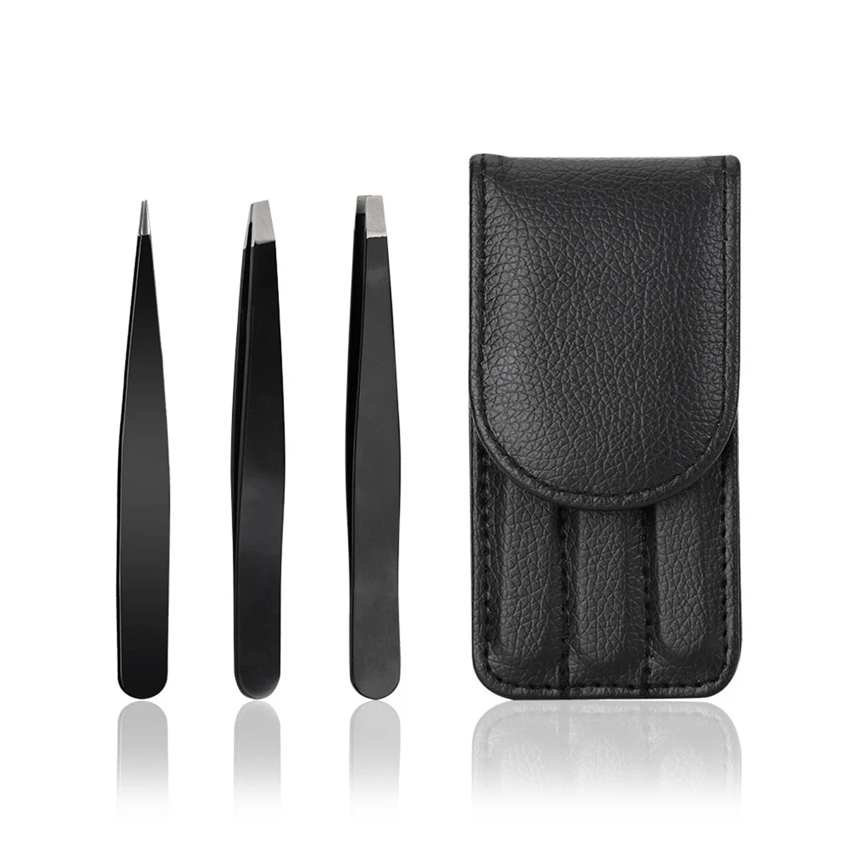 Tweezers Stainless Steel Eyebrow Tweezers Hair Removal Slanted Black Tip Point Face Harmless Beauty False Eyelashes Makeup Tools