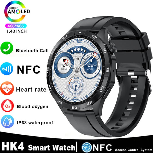 For Huawei GT4 Business Smart Watch HK4 Men Bluetooth Call IP68 Waterproof 1.43 Inch HD AMOLED Screen GPS  Round Smartwatch Men