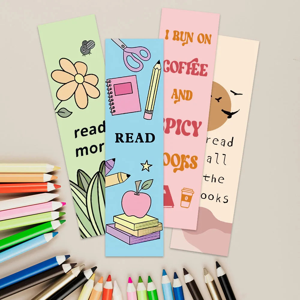 30pcs Aesthetic Cartoon Bookish Reading Book Paper Bookmarks DIY Students Readers Page Marker Library Office Page Marking