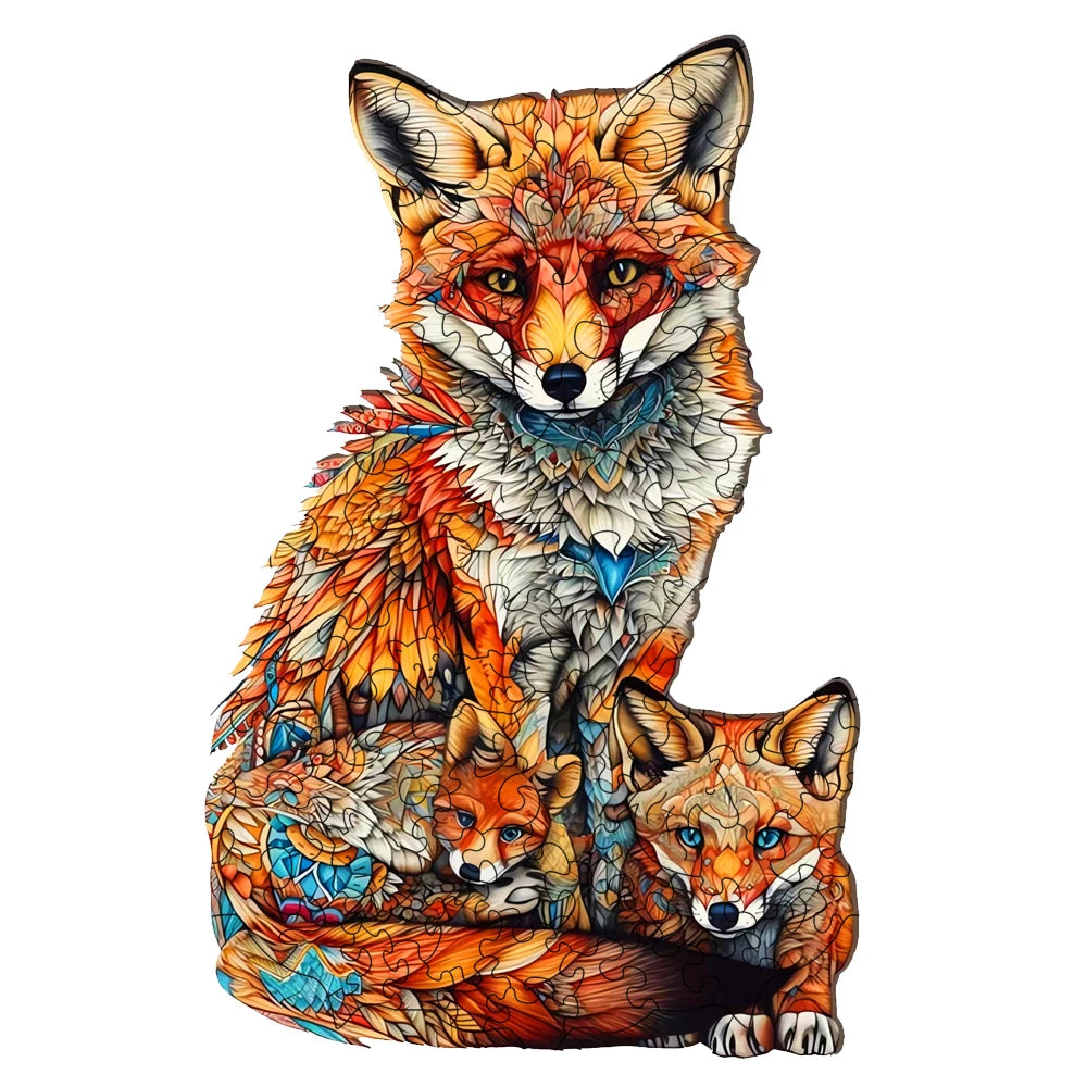 Warm Fox Family Wooden Puzzle Creative Variety Of Special Shapes Creative Gifts For Boys And Girls Birthday Gifts For Adults