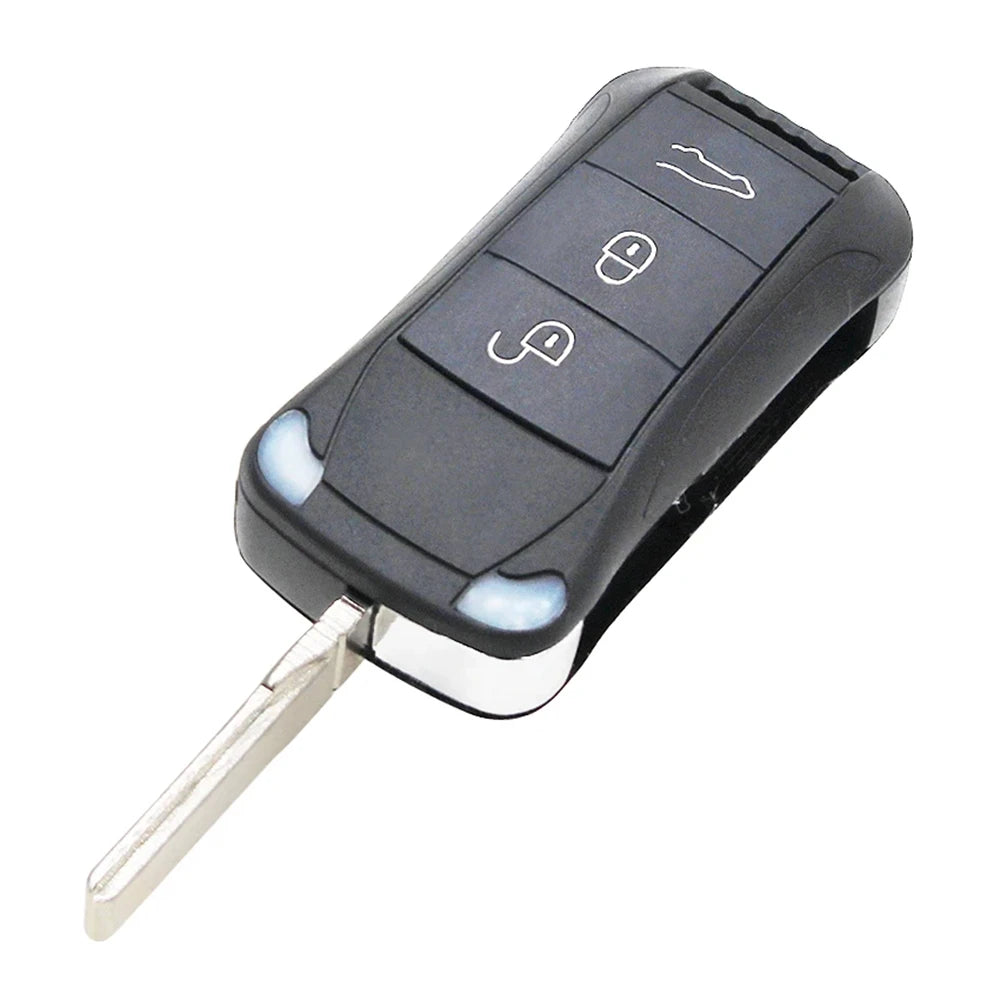 2003+ for Porsche 3-Button Flip Remote Key Shell Case Fob for Porsche Cayenne Uncut HU66 Blade