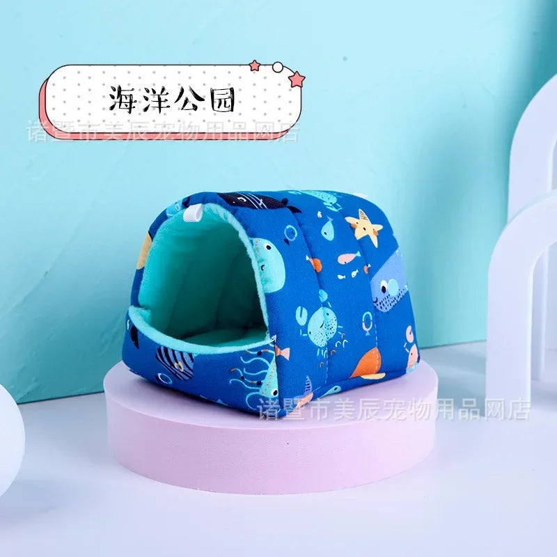 Hamster House Guinea Pig Nest Small Animal Sleeping Bed Winter Warm Cotton Mat Soft Accessories For Rodent Guinea Pig Rat Rodent