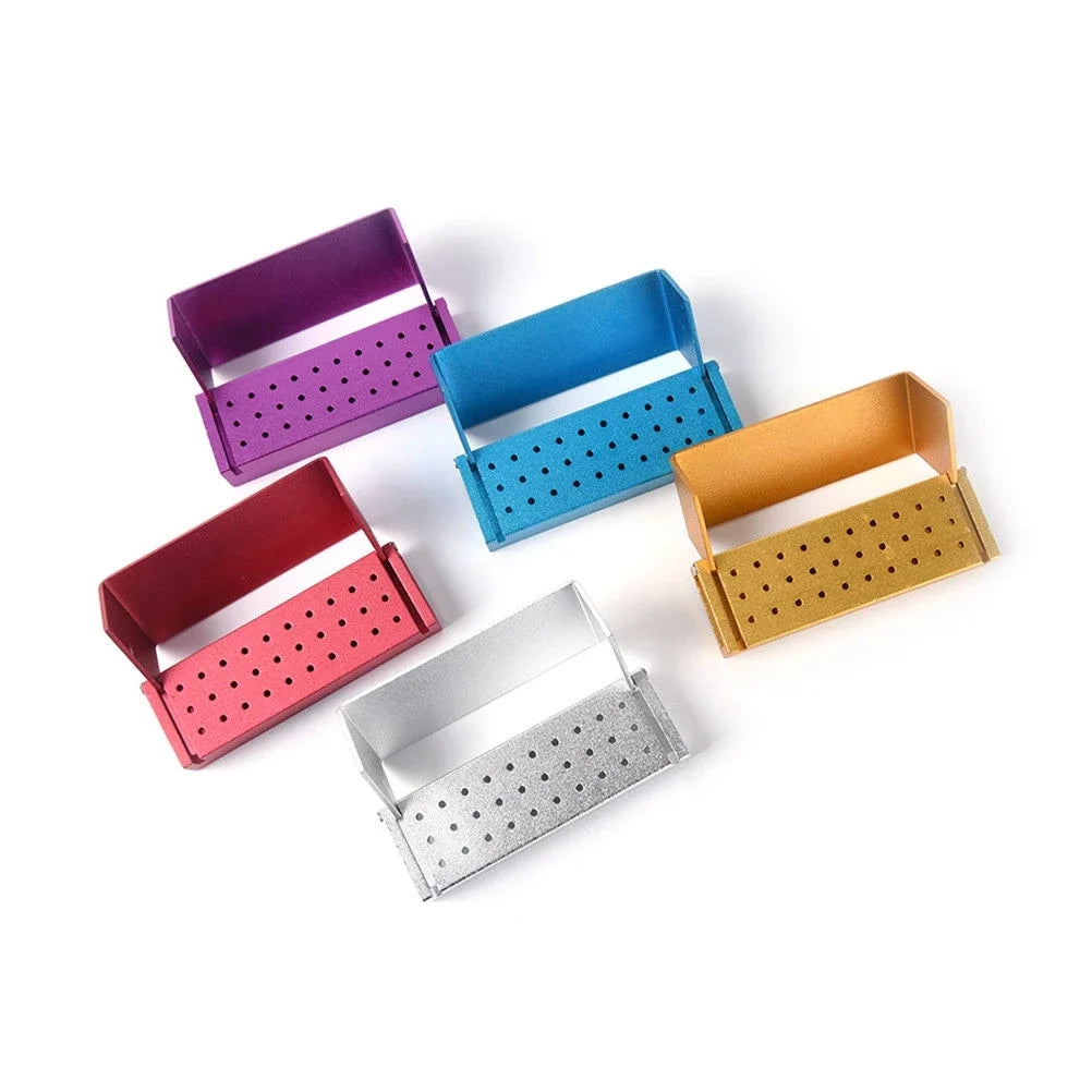 30 Holes Dental Opening Bur Burs Holder Block Disinfection Box Autoclave FG1.6mm