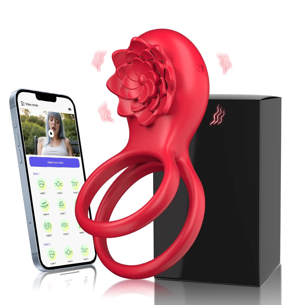 Rose Penis Cock Ring Vibrator Powerful Penis Sleeve Sucking Stimulator G-spot Female Nipple Clitoral Massager Sex Toy for Couple