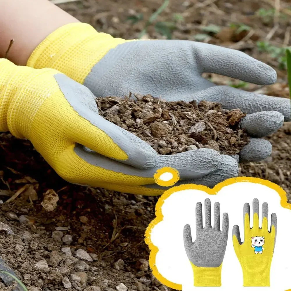 Kids Durable Waterproof Garden Work Gloves Non-Slip Children Safety Yard Work Gloves Portable Garden Supplies Gardening Gloves