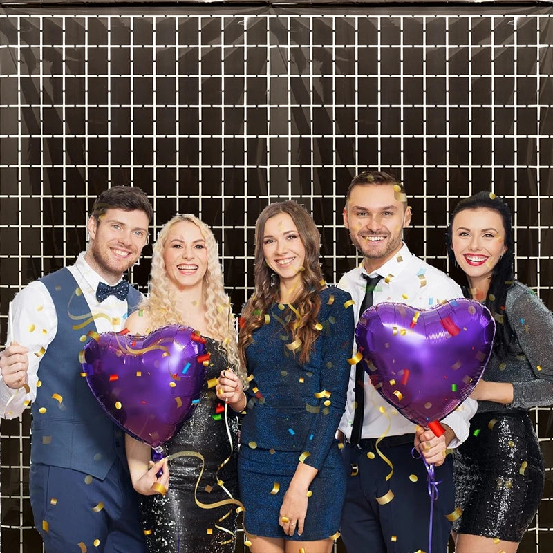 2pcs Party Backdrop Metallic Foil Fringe Tinsel Curtain Adult Kids Birthday Party Wedding Decoration Baby Shower Favor Supplies