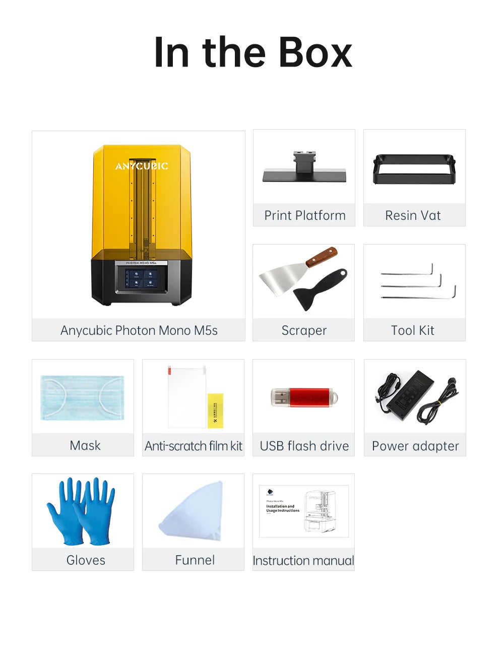 Anycubic Photon Mono M5 12K 3d Printer 10.1 Inch UV LCD Dual Lead Screw Linear Rails Printing size of 11.41*10.63*18.11 Inch