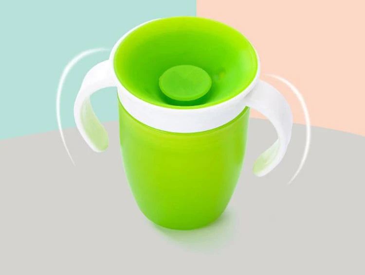 Baby Water Cups 360 Degrees Rotated Baby Learning Drinking Cup with Double Handle Flip Lid Leakproof Infants Water Cups Bottle