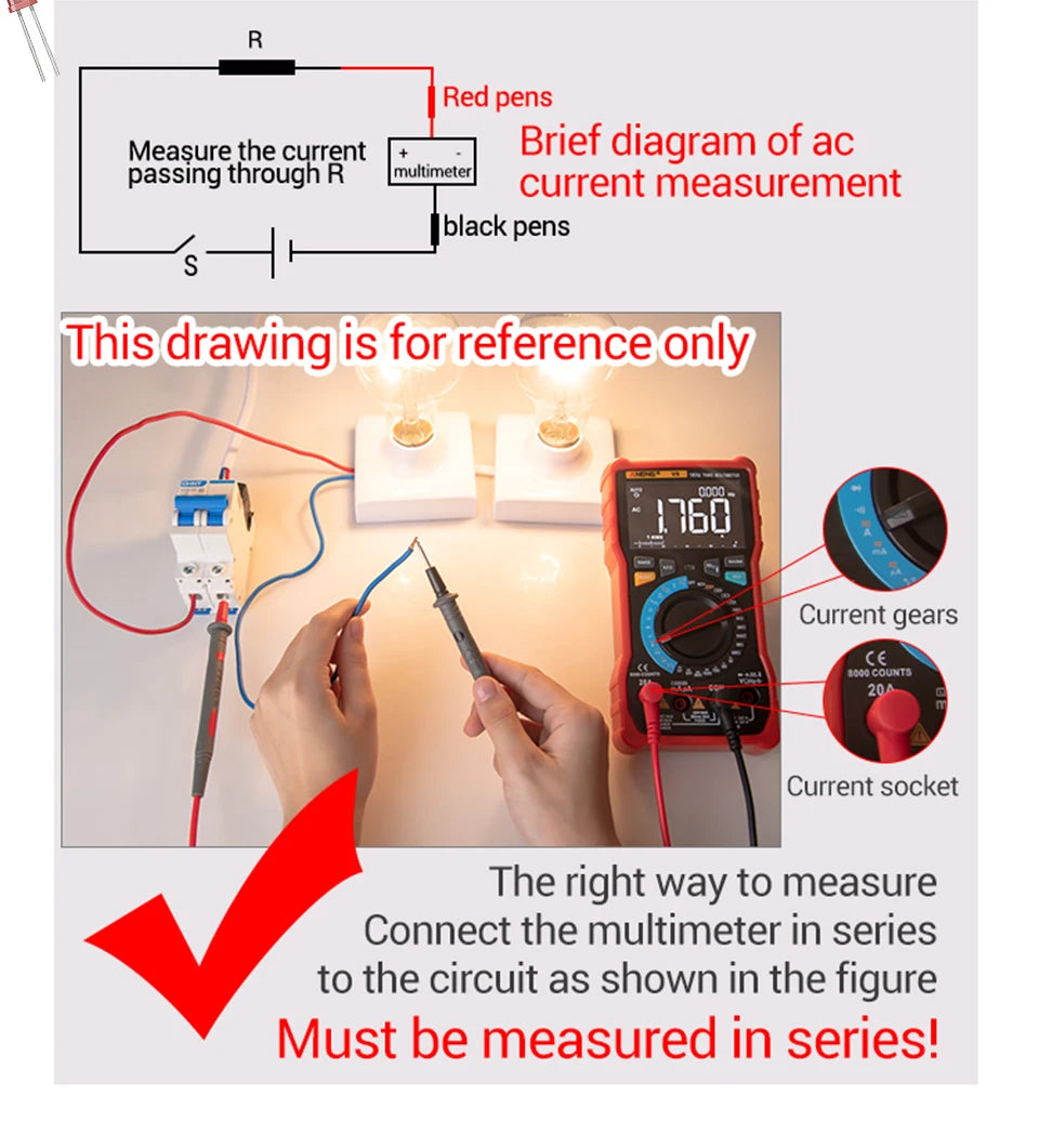 ANENG 620A High Precision Counts Auto Resistance Tester Digital Multimeter True RMS 6000 Manual Ranging Voltage Current