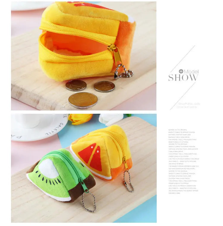 Cartoon Fruit Creative Plush Three-dimensional Coin Wallet Storage Bag School Bag Hanging Children's Holiday Gifts