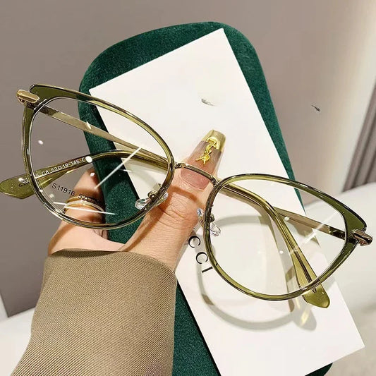 Retro Cat Eye Flat Lens for Women, Fashionable and Personalized Small Frame Glasses, Anti Blue Light Glasses