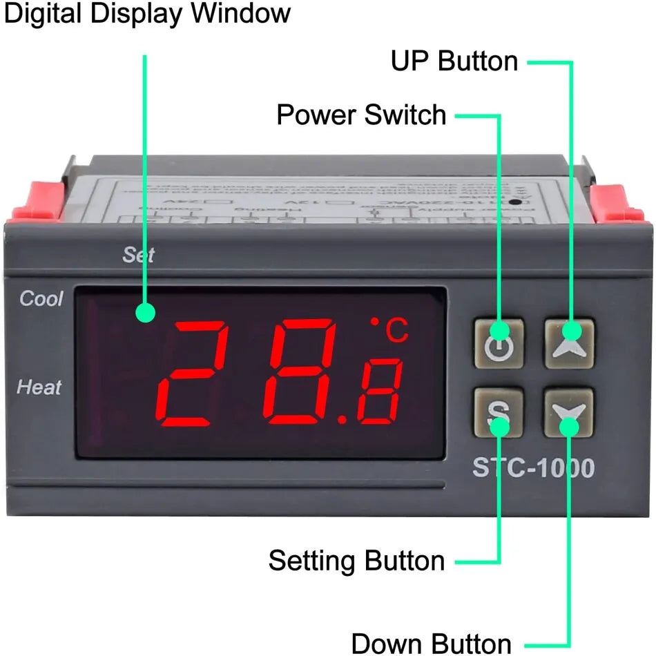 STC-1000 Digital LED Temperature Controller Centigrade Thermostat Heating Cooling 2 Relays Output NTC Sensor Probe AC 110-220v