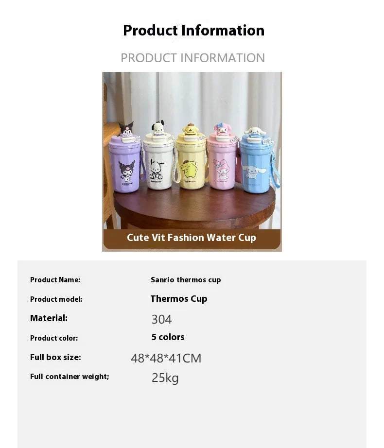 Cute Cartoon Children Insulated Cup With High Appearance 304 Stainless Steel Large Capacity Student Children Portable Water Cup