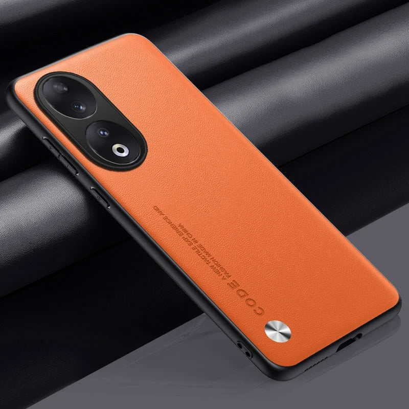 Luxury PU Leather Case For Honor 90 Back Cover Matte Silicone Shockproof Full Protection Phone Case For Honor 90 Honor90 Coque