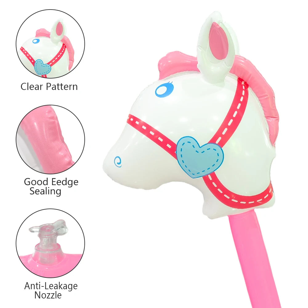 4 Pcs Animal Long Sticks Inflatable Horse Head Sticks Inflatable Sticks Toy Sticks Horse Head Animal Heads Christmas, Halloween,